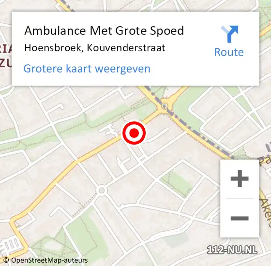 Locatie op kaart van de 112 melding: Ambulance Met Grote Spoed Naar Hoensbroek, Kouvenderstraat op 30 mei 2015 13:44