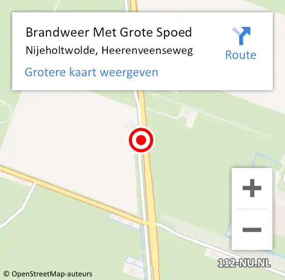 Locatie op kaart van de 112 melding: Brandweer Met Grote Spoed Naar Nijeholtwolde, Heerenveenseweg op 30 mei 2015 13:44