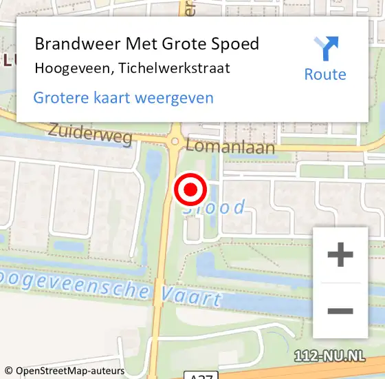 Locatie op kaart van de 112 melding: Brandweer Met Grote Spoed Naar Hoogeveen, Tichelwerkstraat op 30 mei 2015 14:03