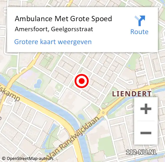 Locatie op kaart van de 112 melding: Ambulance Met Grote Spoed Naar Amersfoort, Geelgorsstraat op 30 mei 2015 14:23