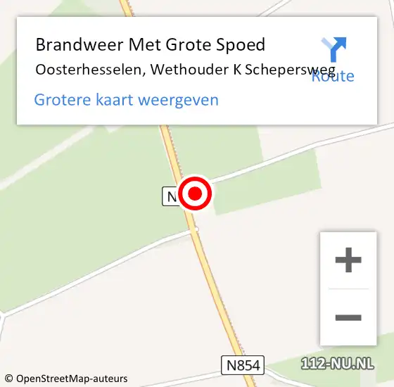 Locatie op kaart van de 112 melding: Brandweer Met Grote Spoed Naar Oosterhesselen, Wethouder K Schepersweg op 30 mei 2015 15:15