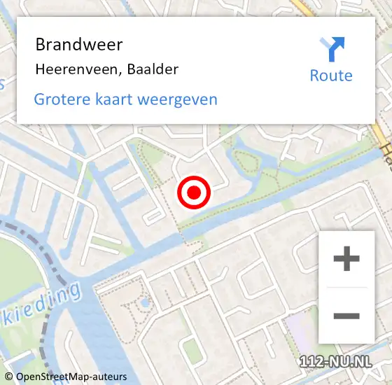 Locatie op kaart van de 112 melding: Brandweer Heerenveen, Baalder op 30 mei 2015 17:18