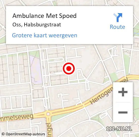 Locatie op kaart van de 112 melding: Ambulance Met Spoed Naar Oss, Habsburgstraat op 30 mei 2015 17:22