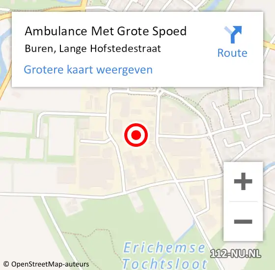 Locatie op kaart van de 112 melding: Ambulance Met Grote Spoed Naar Buren, Lange Hofstedestraat op 30 mei 2015 17:48
