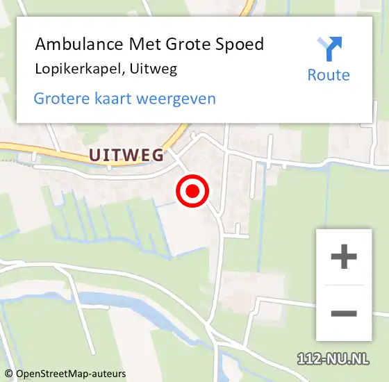 Locatie op kaart van de 112 melding: Ambulance Met Grote Spoed Naar Lopikerkapel, Uitweg op 30 mei 2015 17:55