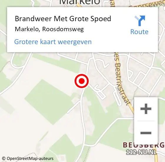 Locatie op kaart van de 112 melding: Brandweer Met Grote Spoed Naar Markelo, Roosdomsweg op 30 mei 2015 18:35