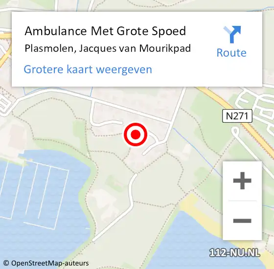 Locatie op kaart van de 112 melding: Ambulance Met Grote Spoed Naar Plasmolen, Jacques van Mourikpad op 30 mei 2015 19:05