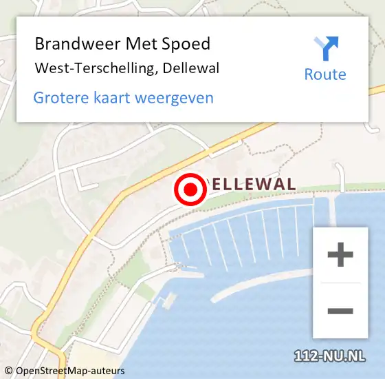 Locatie op kaart van de 112 melding: Brandweer Met Spoed Naar West-Terschelling, Dellewal op 30 mei 2015 19:23