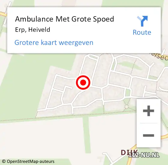 Locatie op kaart van de 112 melding: Ambulance Met Grote Spoed Naar Erp, Heiveld op 30 mei 2015 20:21