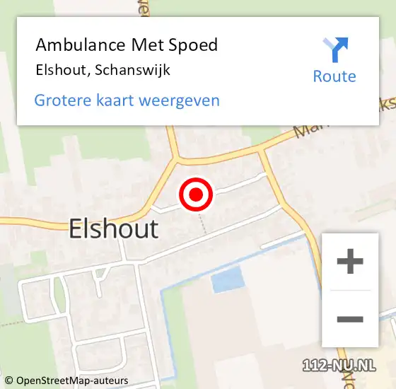 Locatie op kaart van de 112 melding: Ambulance Met Spoed Naar Elshout, Schanswijk op 30 mei 2015 22:38