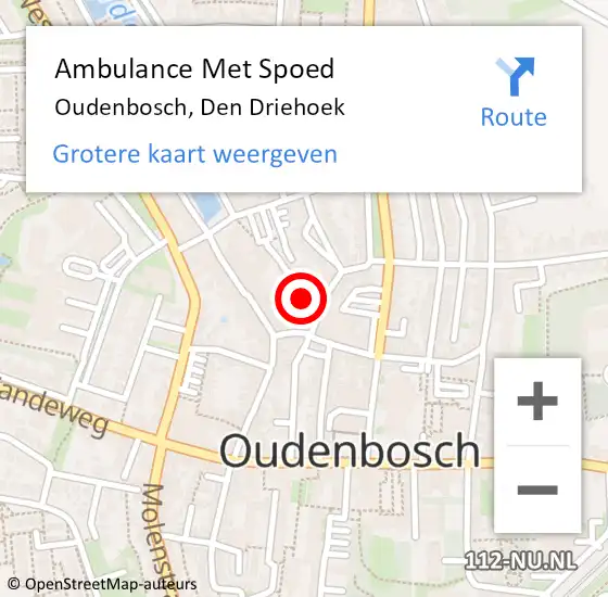 Locatie op kaart van de 112 melding: Ambulance Met Spoed Naar Oudenbosch, Den Driehoek op 30 mei 2015 23:32