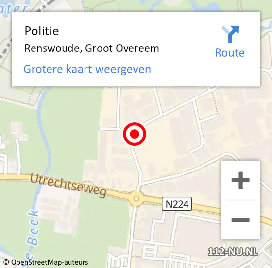 Locatie op kaart van de 112 melding: Politie Renswoude, Groot Overeem op 30 mei 2015 23:43