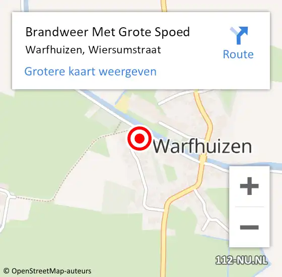 Locatie op kaart van de 112 melding: Brandweer Met Grote Spoed Naar Warfhuizen, Wiersumstraat op 9 november 2013 10:49