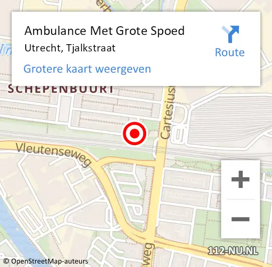 Locatie op kaart van de 112 melding: Ambulance Met Grote Spoed Naar Utrecht, Tjalkstraat op 31 mei 2015 00:57