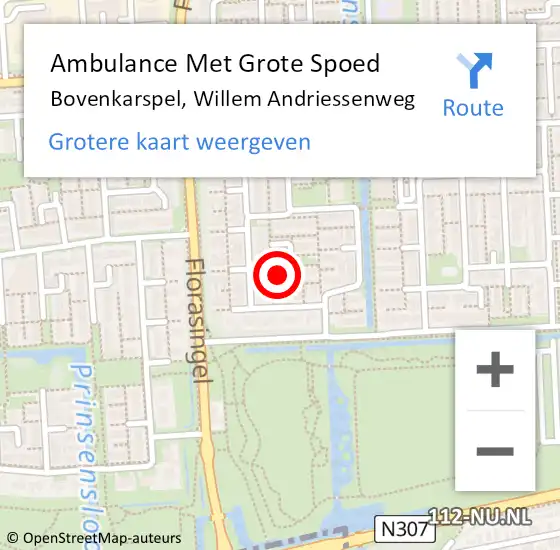 Locatie op kaart van de 112 melding: Ambulance Met Grote Spoed Naar Bovenkarspel, Willem Andriessenweg op 31 mei 2015 01:47