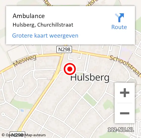 Locatie op kaart van de 112 melding: Ambulance Hulsberg, Churchillstraat op 9 november 2013 10:55