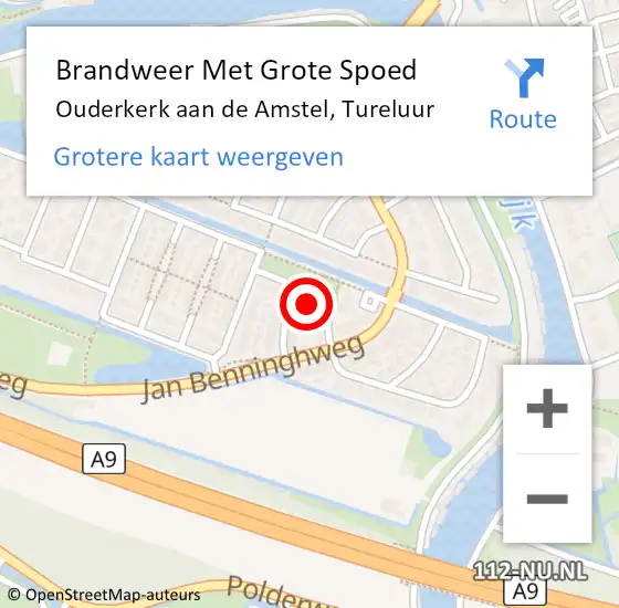 Locatie op kaart van de 112 melding: Brandweer Met Grote Spoed Naar Ouderkerk aan de Amstel, Tureluur op 31 mei 2015 02:46