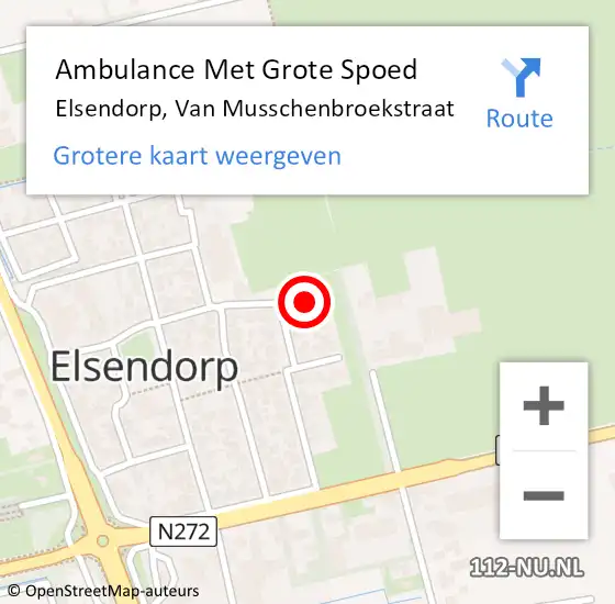 Locatie op kaart van de 112 melding: Ambulance Met Grote Spoed Naar Elsendorp, Van Musschenbroekstraat op 31 mei 2015 07:08