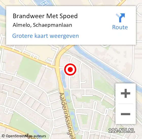 Locatie op kaart van de 112 melding: Brandweer Met Spoed Naar Almelo, Schaepmanlaan op 31 mei 2015 07:21