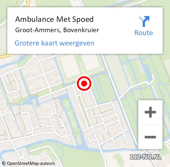 Locatie op kaart van de 112 melding: Ambulance Met Spoed Naar Groot-Ammers, Bovenkruier op 31 mei 2015 07:42