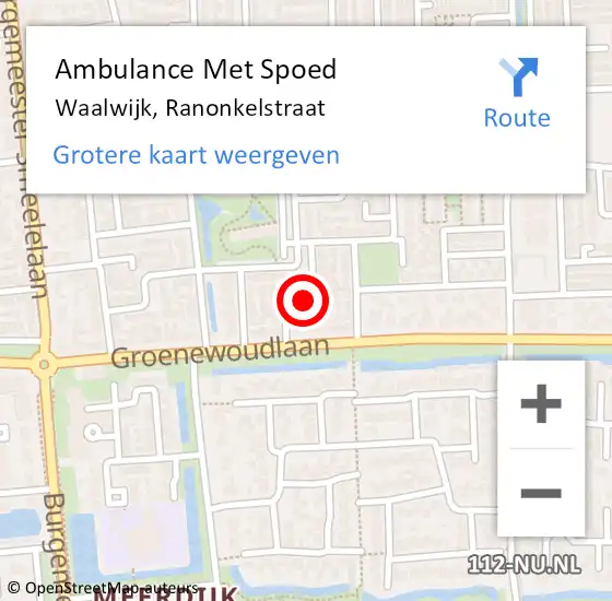 Locatie op kaart van de 112 melding: Ambulance Met Spoed Naar Waalwijk, Ranonkelstraat op 31 mei 2015 09:13