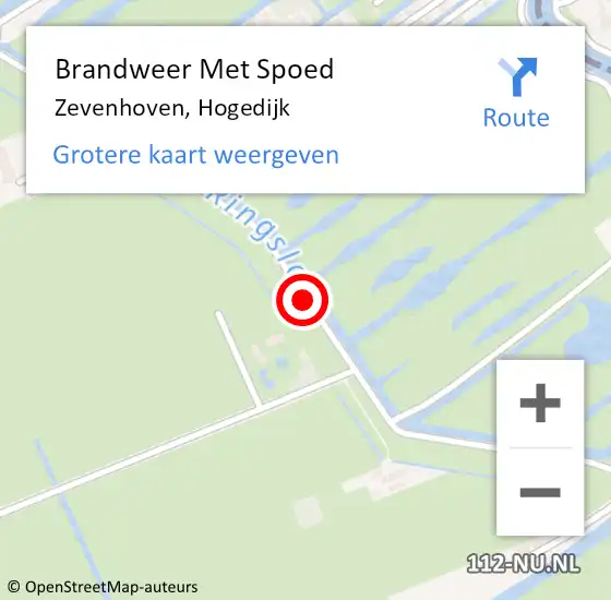 Locatie op kaart van de 112 melding: Brandweer Met Spoed Naar Zevenhoven, Hogedijk op 31 mei 2015 09:20