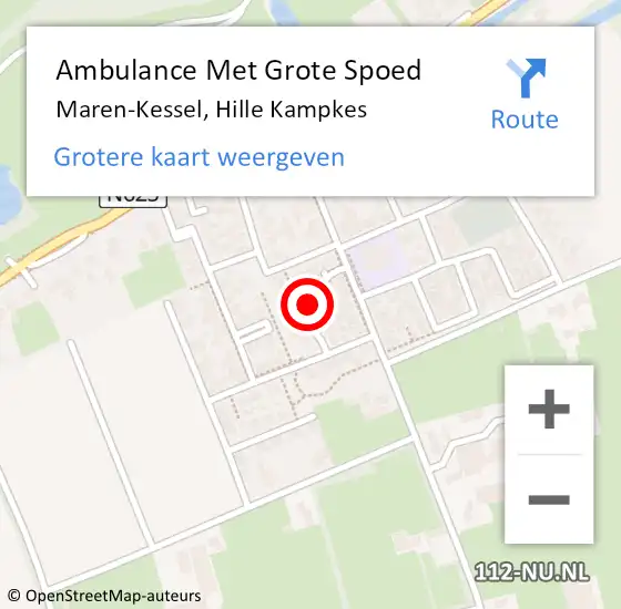 Locatie op kaart van de 112 melding: Ambulance Met Grote Spoed Naar Maren-Kessel, Hille Kampkes op 31 mei 2015 09:33