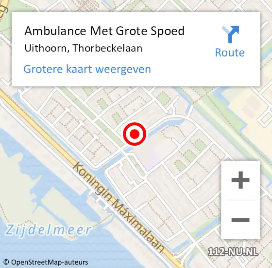 Locatie op kaart van de 112 melding: Ambulance Met Grote Spoed Naar Uithoorn, Thorbeckelaan op 31 mei 2015 09:42