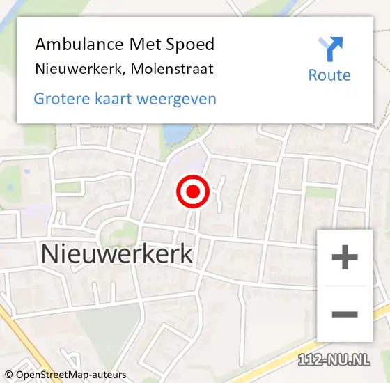 Locatie op kaart van de 112 melding: Ambulance Met Spoed Naar Nieuwerkerk, Molenstraat op 31 mei 2015 09:53