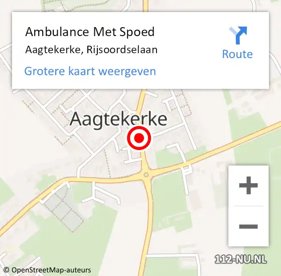 Locatie op kaart van de 112 melding: Ambulance Met Spoed Naar Aagtekerke, Rijsoordselaan op 31 mei 2015 10:44