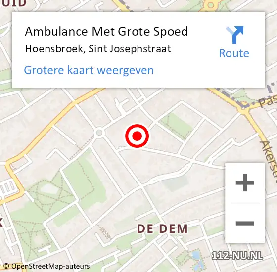 Locatie op kaart van de 112 melding: Ambulance Met Grote Spoed Naar Hoensbroek, Sint Josephstraat op 31 mei 2015 10:48