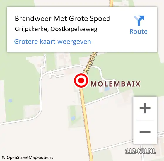 Locatie op kaart van de 112 melding: Brandweer Met Grote Spoed Naar Grijpskerke, Oostkapelseweg op 31 mei 2015 11:55