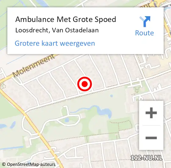 Locatie op kaart van de 112 melding: Ambulance Met Grote Spoed Naar Loosdrecht, Van Ostadelaan op 31 mei 2015 12:15