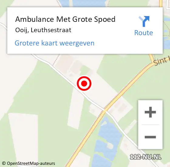 Locatie op kaart van de 112 melding: Ambulance Met Grote Spoed Naar Ooij, Leuthsestraat op 31 mei 2015 12:43