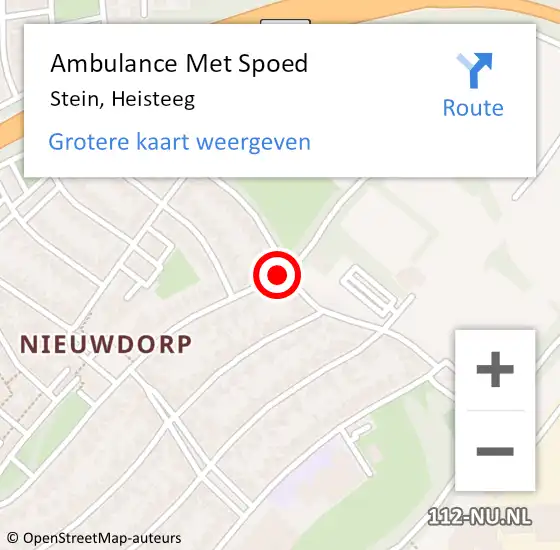 Locatie op kaart van de 112 melding: Ambulance Met Spoed Naar Stein, Heisteeg op 31 mei 2015 12:46