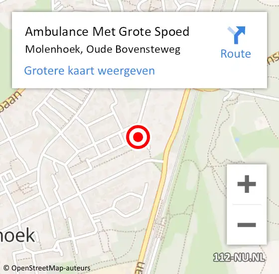 Locatie op kaart van de 112 melding: Ambulance Met Grote Spoed Naar Molenhoek, Oude Bovensteweg op 31 mei 2015 13:17