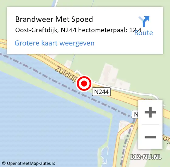 Locatie op kaart van de 112 melding: Brandweer Met Spoed Naar Oost-Graftdijk, N244 hectometerpaal: 12,4 op 31 mei 2015 13:18