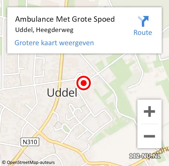 Locatie op kaart van de 112 melding: Ambulance Met Grote Spoed Naar Uddel, Heegderweg op 31 mei 2015 13:19