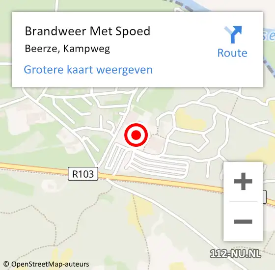 Locatie op kaart van de 112 melding: Brandweer Met Spoed Naar Beerze, Kampweg op 31 mei 2015 13:35