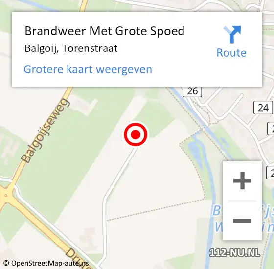 Locatie op kaart van de 112 melding: Brandweer Met Grote Spoed Naar Balgoij, Torenstraat op 9 november 2013 11:41