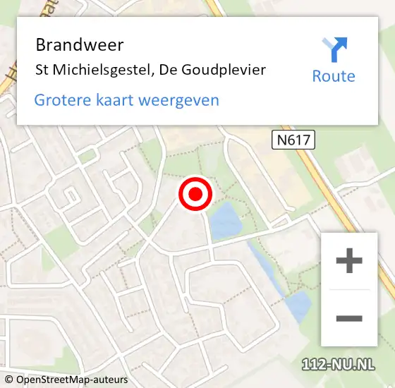 Locatie op kaart van de 112 melding: Brandweer St Michielsgestel, De Goudplevier op 31 mei 2015 14:26