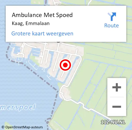 Locatie op kaart van de 112 melding: Ambulance Met Spoed Naar Kaag, Emmalaan op 31 mei 2015 14:34