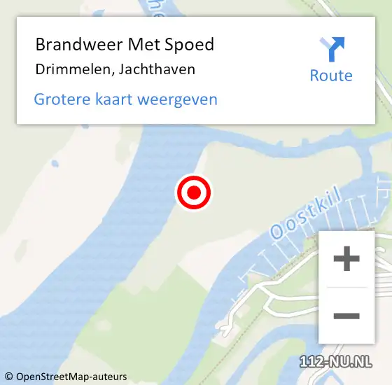 Locatie op kaart van de 112 melding: Brandweer Met Spoed Naar Drimmelen, Jachthaven op 31 mei 2015 15:22