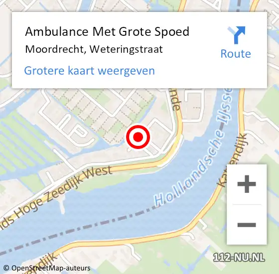 Locatie op kaart van de 112 melding: Ambulance Met Grote Spoed Naar Moordrecht, Weteringstraat op 31 mei 2015 15:24