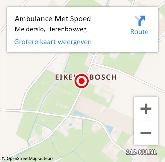 Locatie op kaart van de 112 melding: Ambulance Met Spoed Naar Melderslo, Herenbosweg op 31 mei 2015 15:49