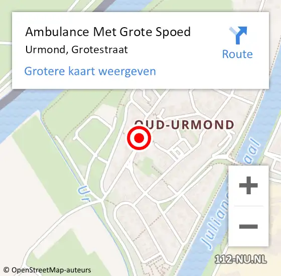 Locatie op kaart van de 112 melding: Ambulance Met Grote Spoed Naar Urmond, Grotestraat op 31 mei 2015 15:53