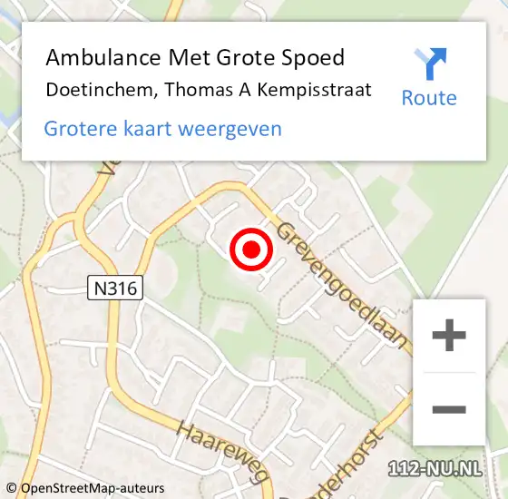 Locatie op kaart van de 112 melding: Ambulance Met Grote Spoed Naar Doetinchem, Thomas A Kempisstraat op 31 mei 2015 16:04