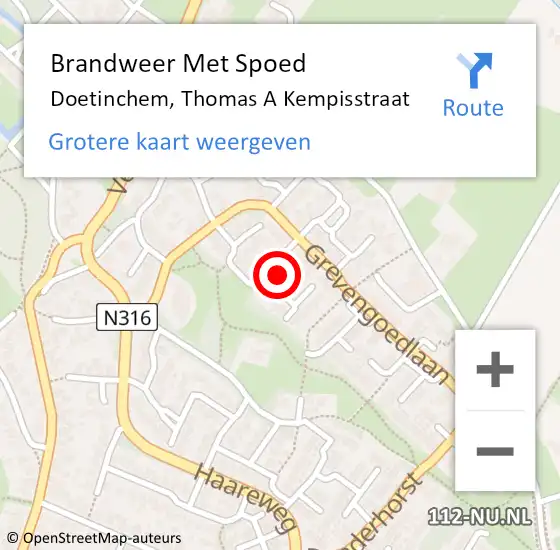 Locatie op kaart van de 112 melding: Brandweer Met Spoed Naar Doetinchem, Thomas A Kempisstraat op 31 mei 2015 16:18