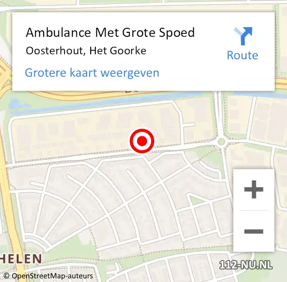 Locatie op kaart van de 112 melding: Ambulance Met Grote Spoed Naar Oosterhout, Het Goorke op 31 mei 2015 16:28