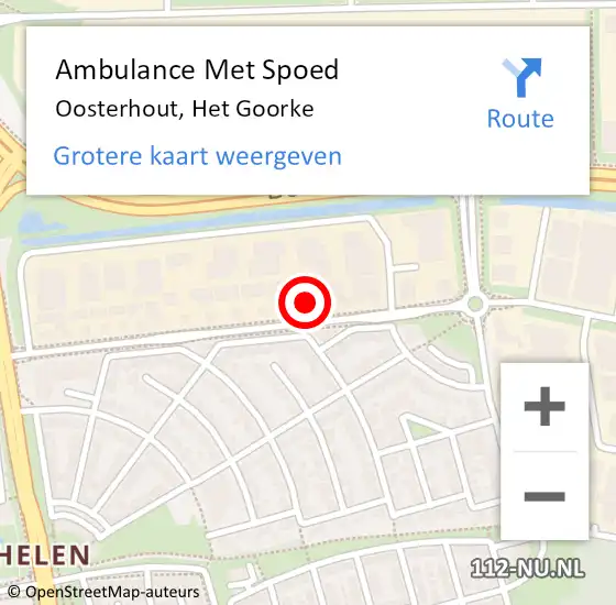 Locatie op kaart van de 112 melding: Ambulance Met Spoed Naar Oosterhout, Het Goorke op 31 mei 2015 16:43